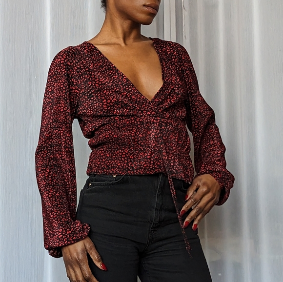 Zara Red Floral Blouse - Picture 1 of 6